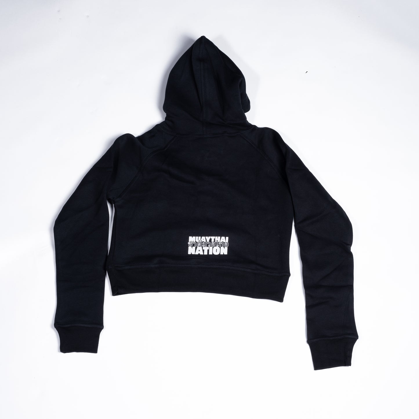 Muay Thai Nation women's black cropped fleece hoodie 