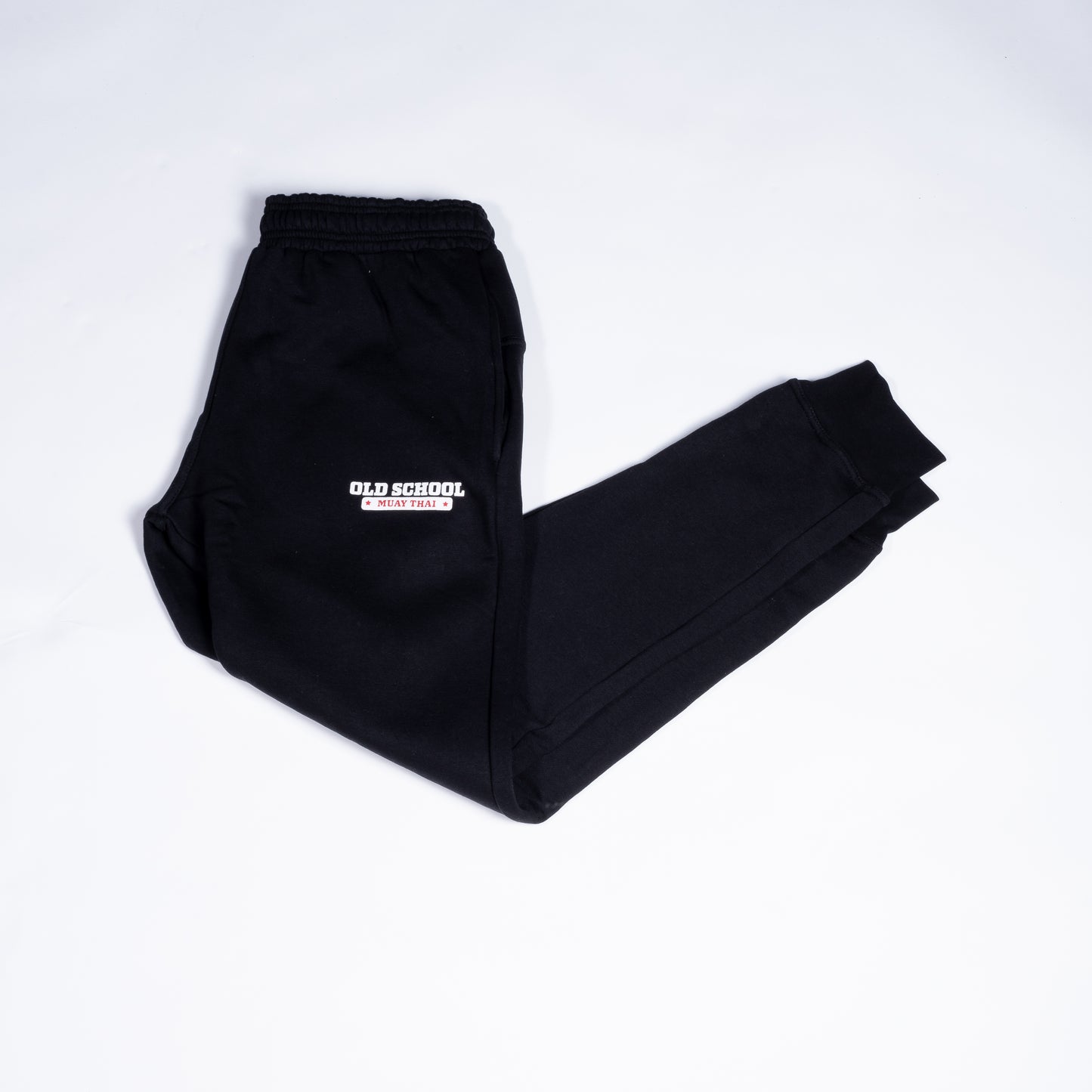Muay Thai Nation black fleece joggers with embroidered logo