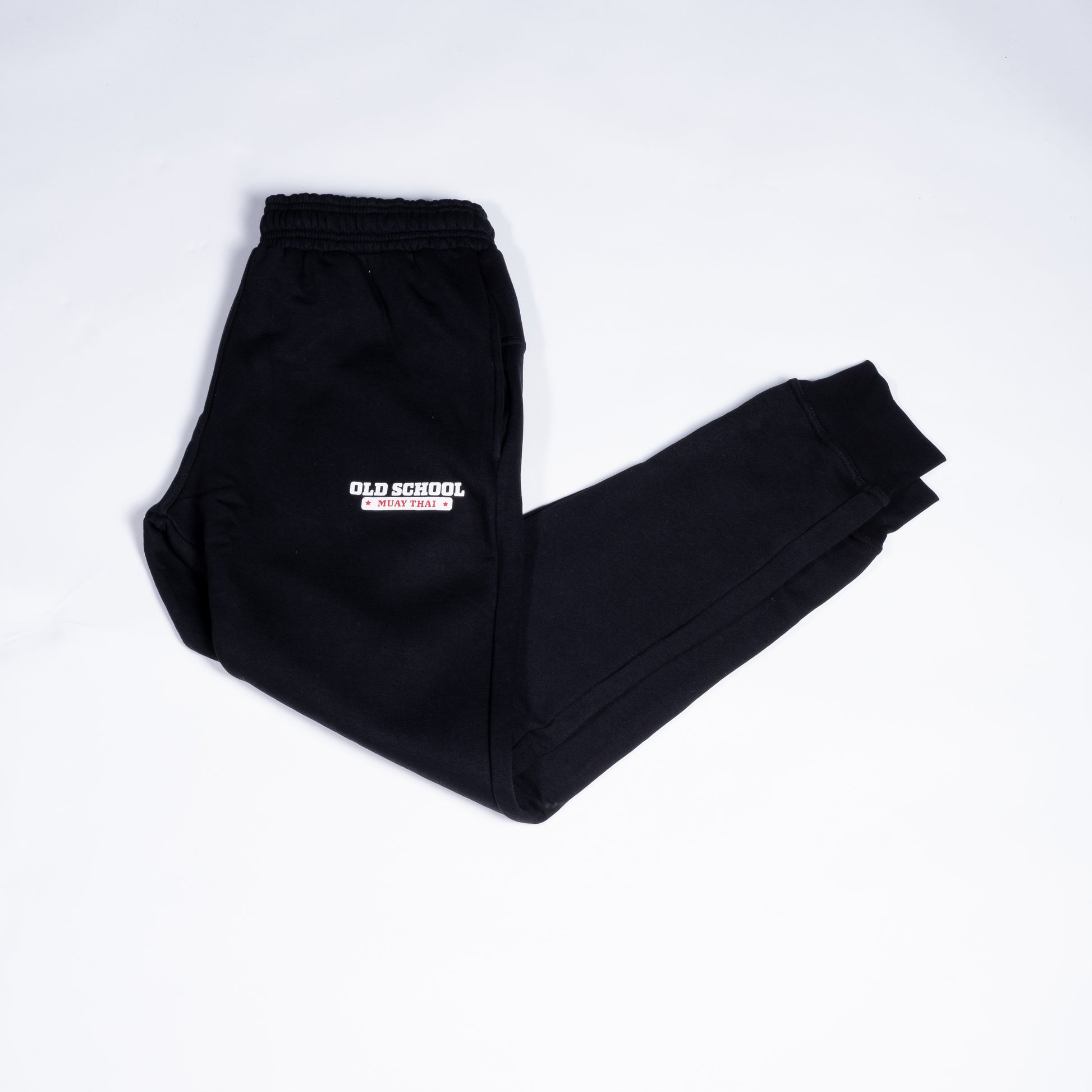 Muay Thai Nation black fleece joggers with embroidered logo