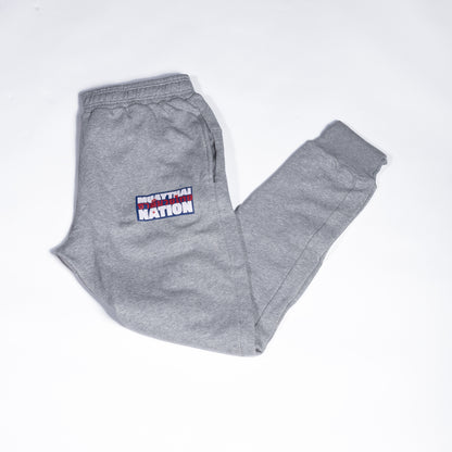 Muay Thai Nation light grey fleece joggers with embroidered logo