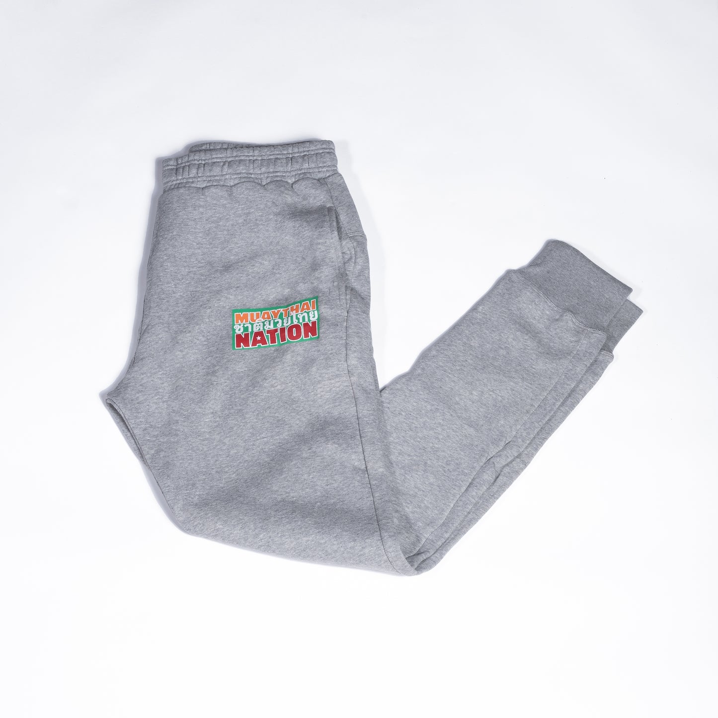 Muay Thai Nation light grey fleece joggers with embroidered logo