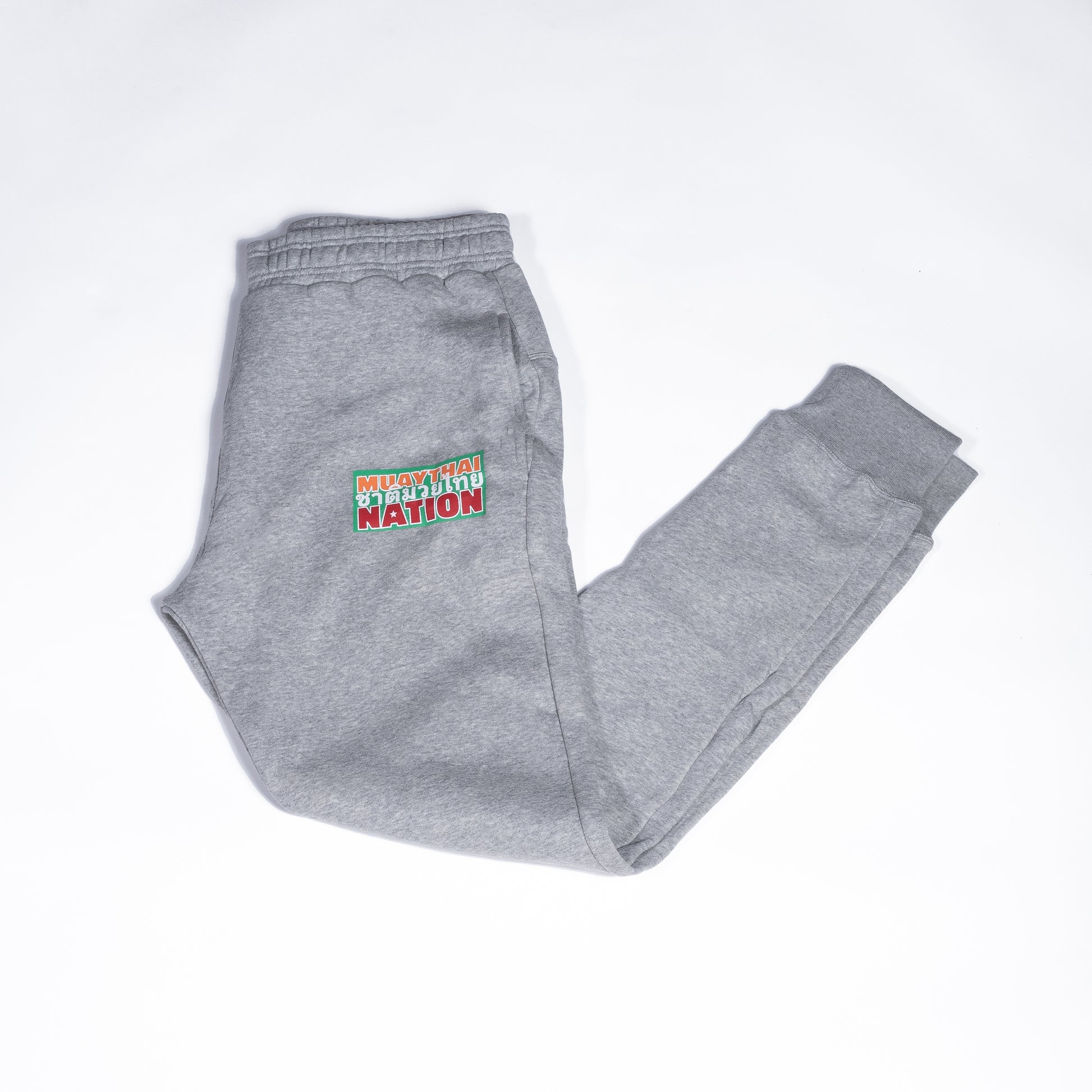 Muay Thai Nation light grey fleece joggers with embroidered logo