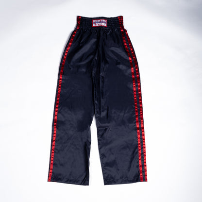 Muay Thai Nation navy blue tracksuit pants with red detail