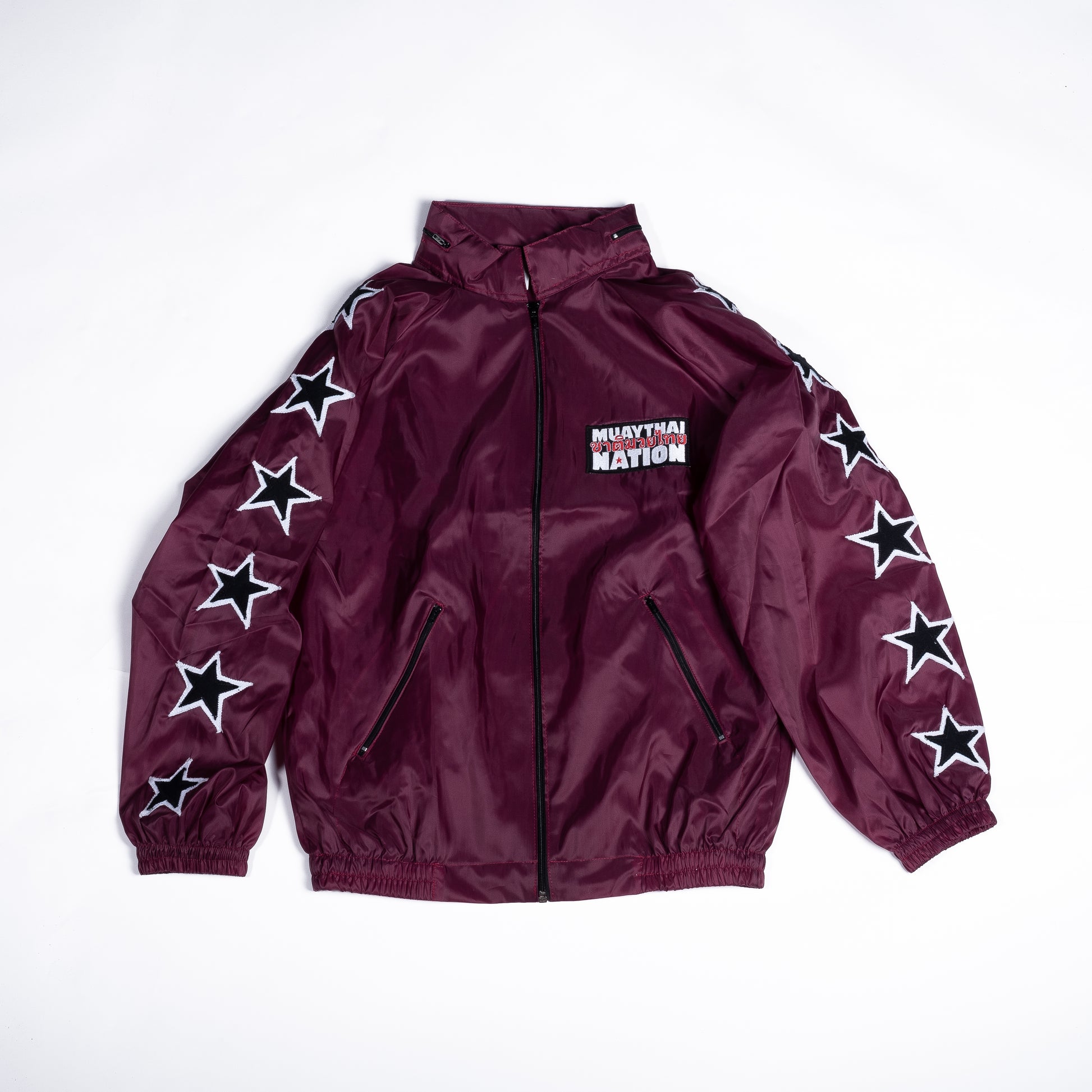 Muay Thai Nation maroon tracksuit jacket front view