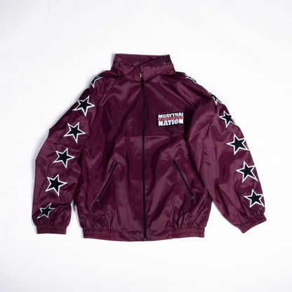 Muay Thai Nation maroon tracksuit jacket front view