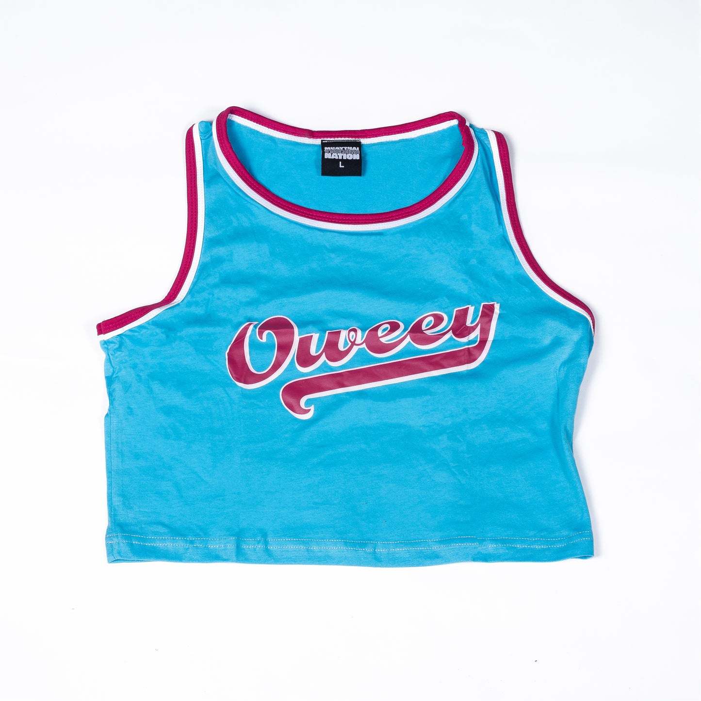 Muay Thai Nation Oweey teal cropped tank top