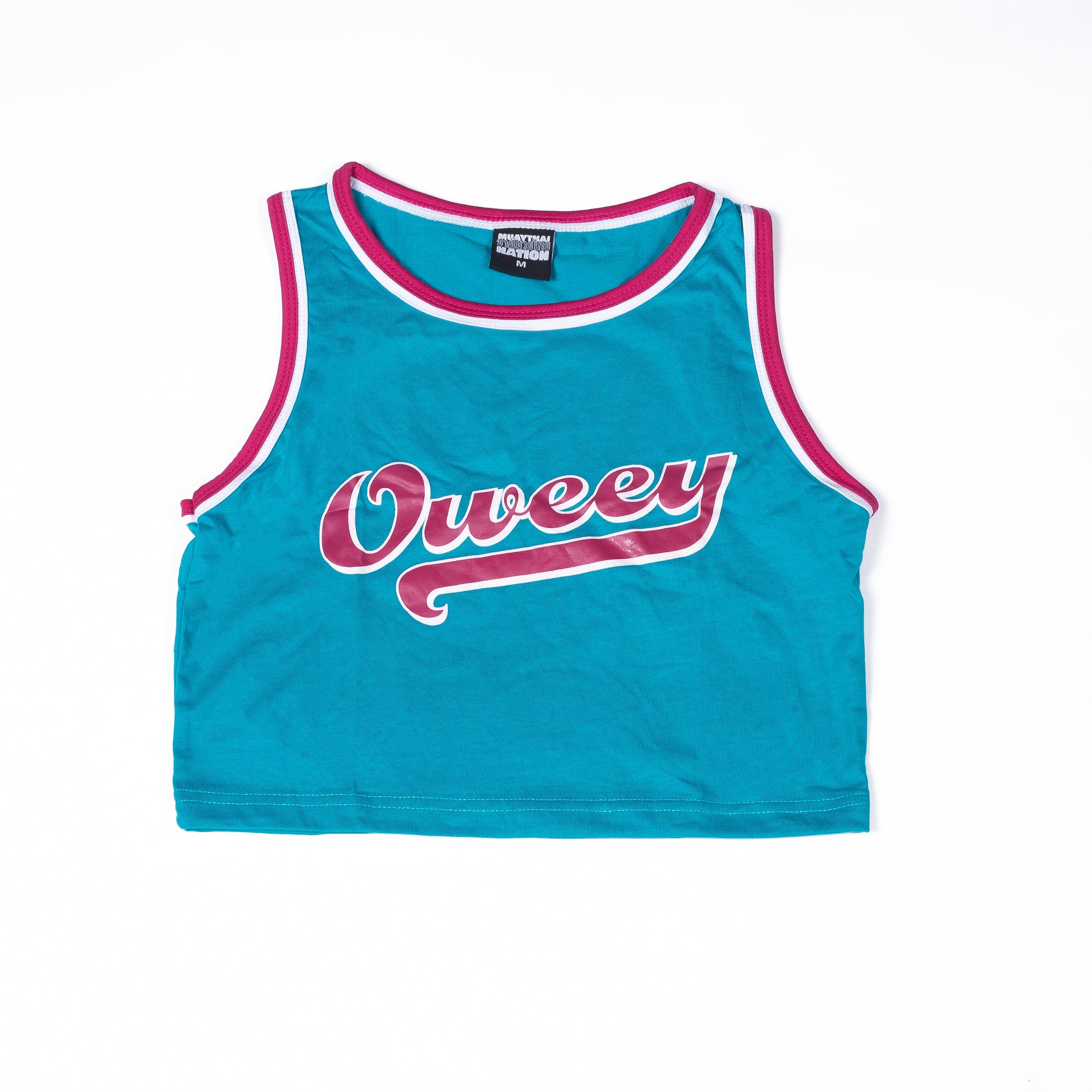 Muay Thai Nation Oweey teal cropped tank top