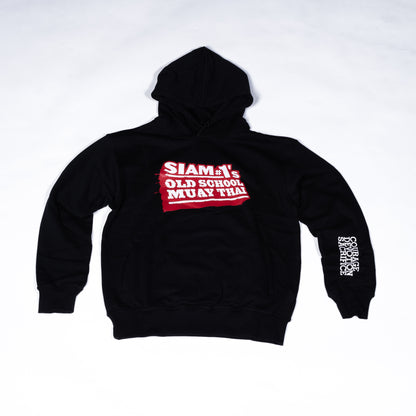 Muay Thai Nation black hoodie featuring SIAM #1 old school muay thai logo 