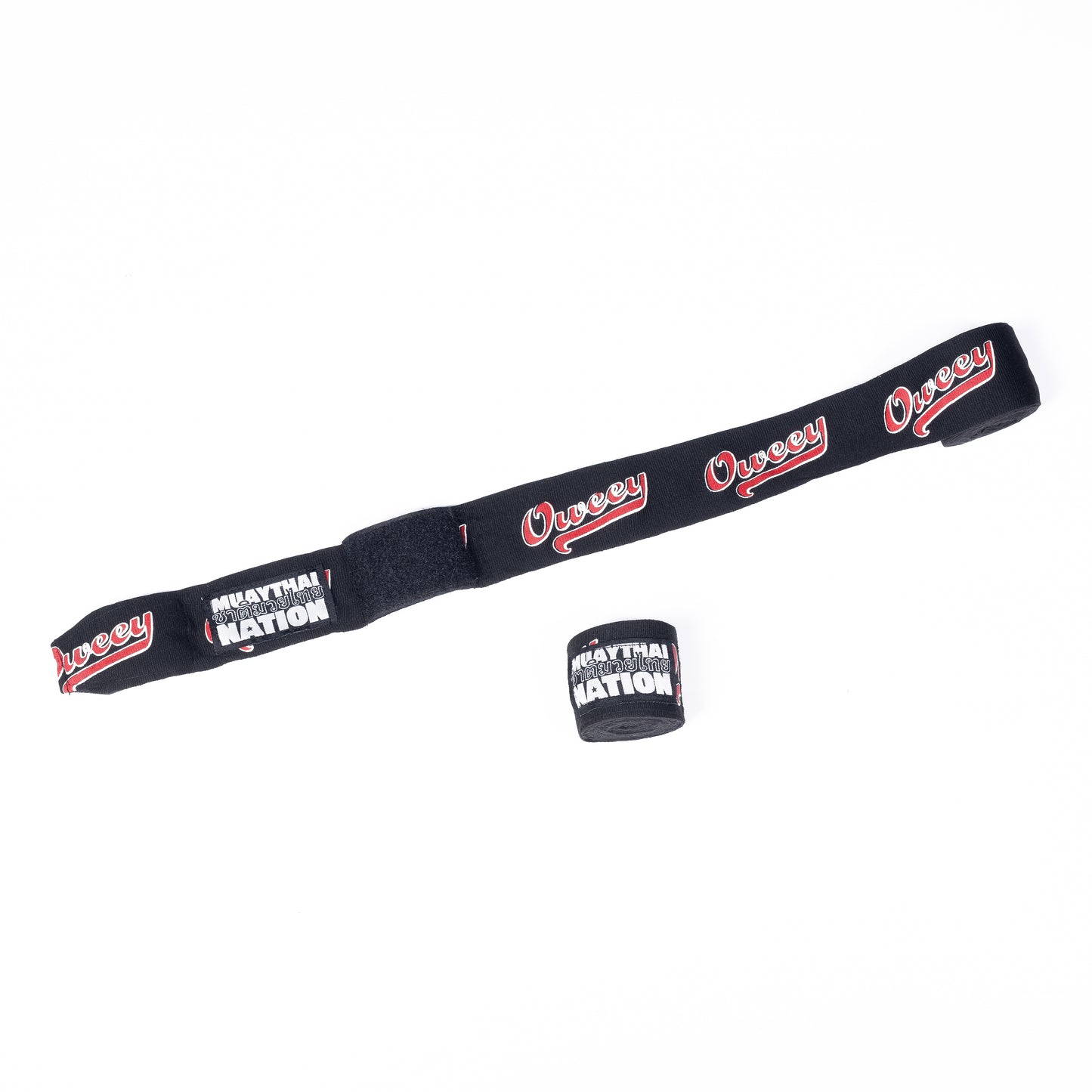 Muay Thai Nation black oweey semi-elastic 4-metre hand wraps