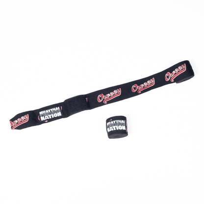Muay Thai Nation black oweey semi-elastic 4-metre hand wraps