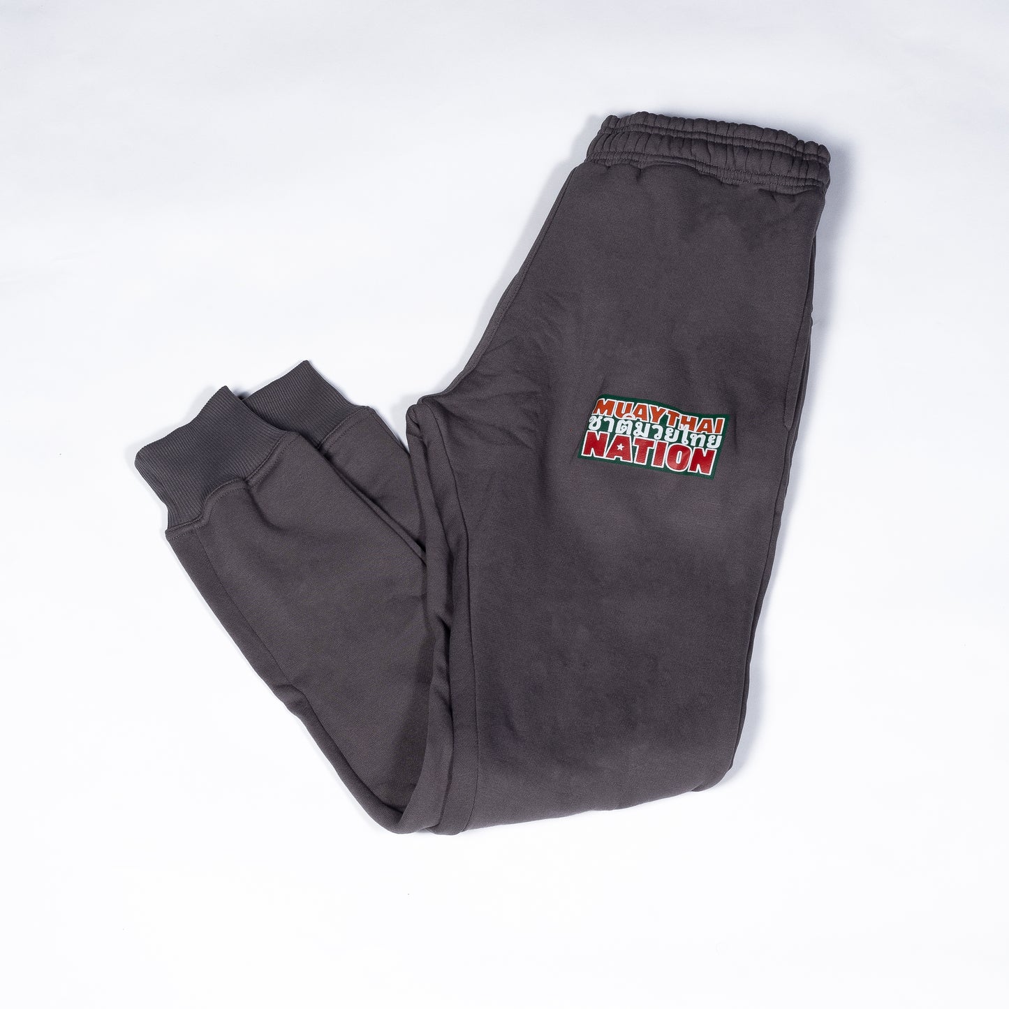 Muay Thai Nation dark grey fleece joggers with embroidered logo