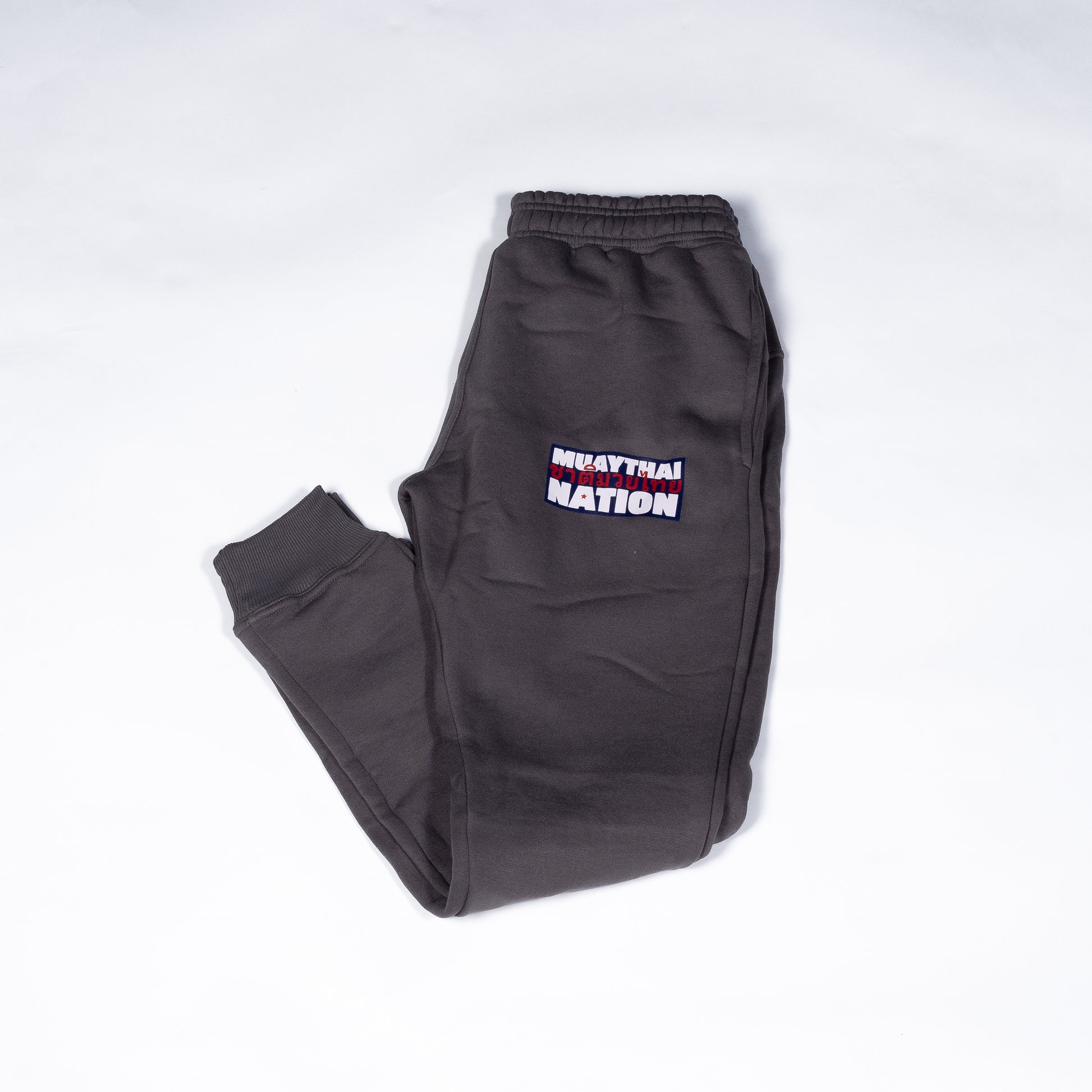 Muay Thai Nation black fleece joggers with embroidered logo