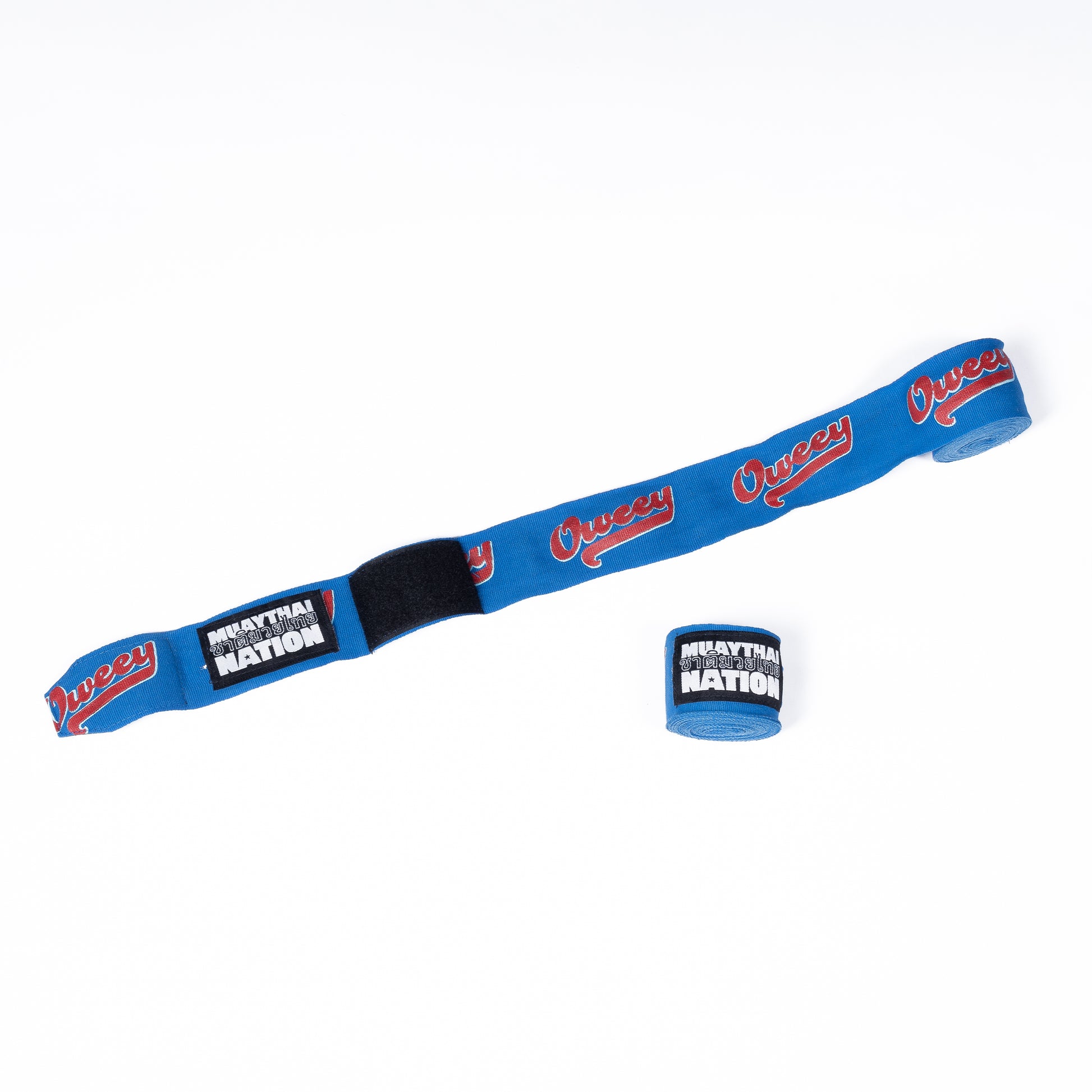 Muay Thai Nation blue oweey semi-elastic 4-metre hand wraps